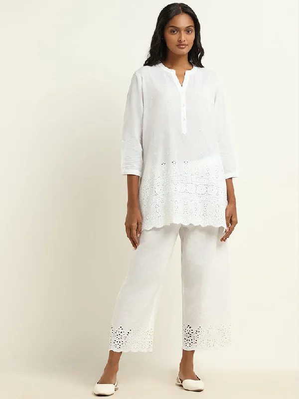 Utsa White Embroidered Kurti