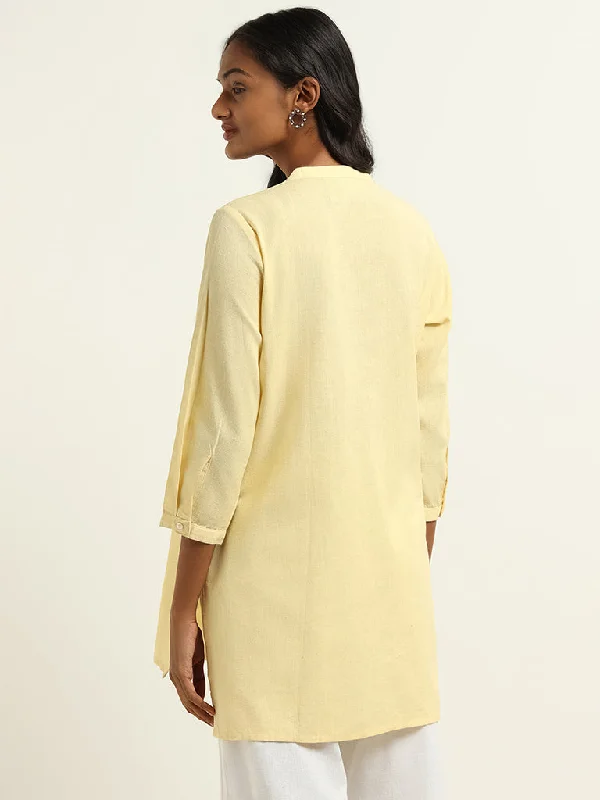 Utsa Yellow Embroidered Kurti