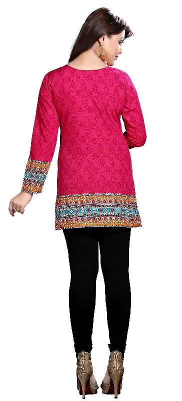 Vibrant Pink Indian Tunics – Stylish Short Kurti for Women