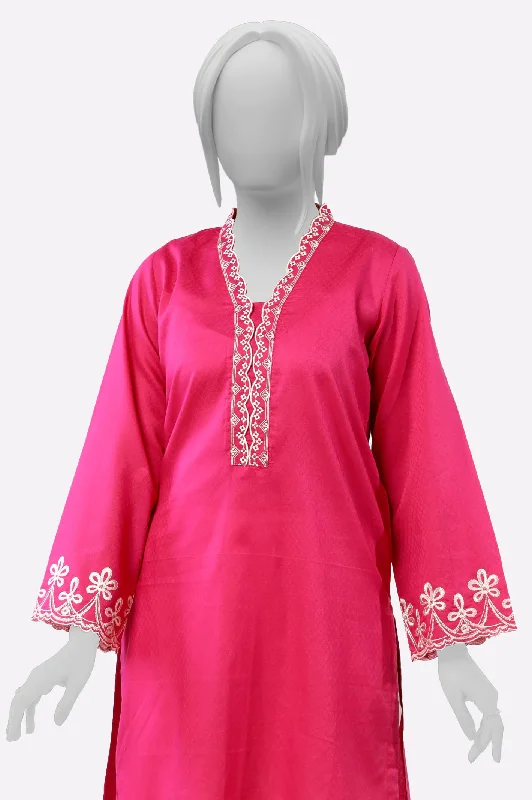 Pink Embroidered Kurti