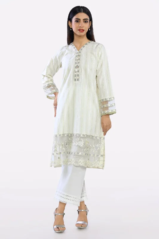 Cream Embroidered Kurti