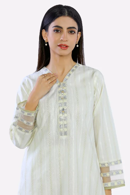 Cream Embroidered Kurti