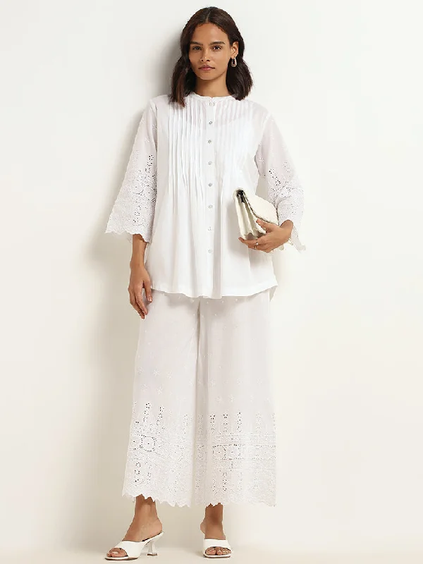 Zuba White Cotton Straight-Fit Tunic