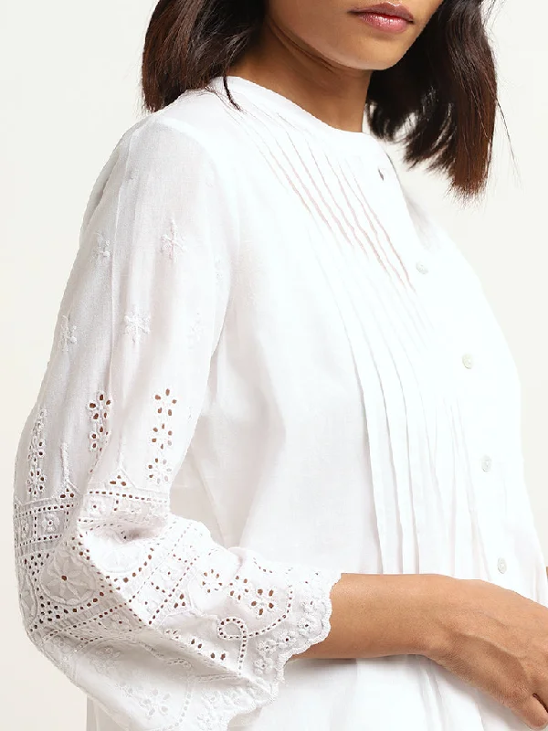 Zuba White Cotton Straight-Fit Tunic