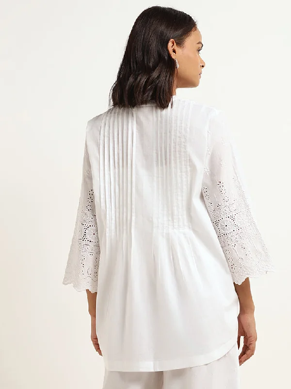 Zuba White Cotton Straight-Fit Tunic