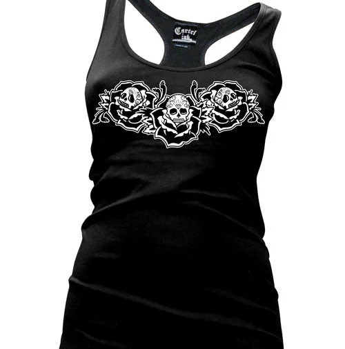 3 Black Roses Women's Racer Back Tank Top