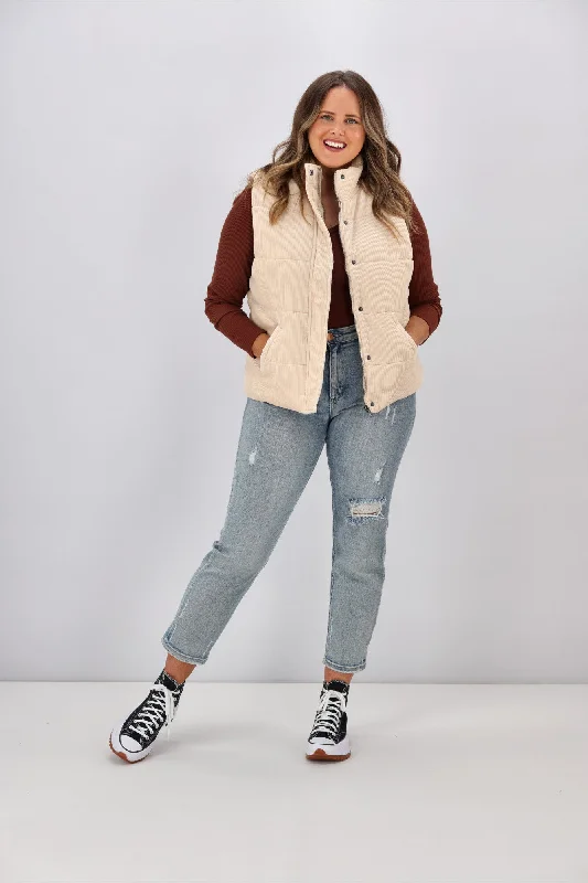 All About Eve Cali Cord Vest Vintage White