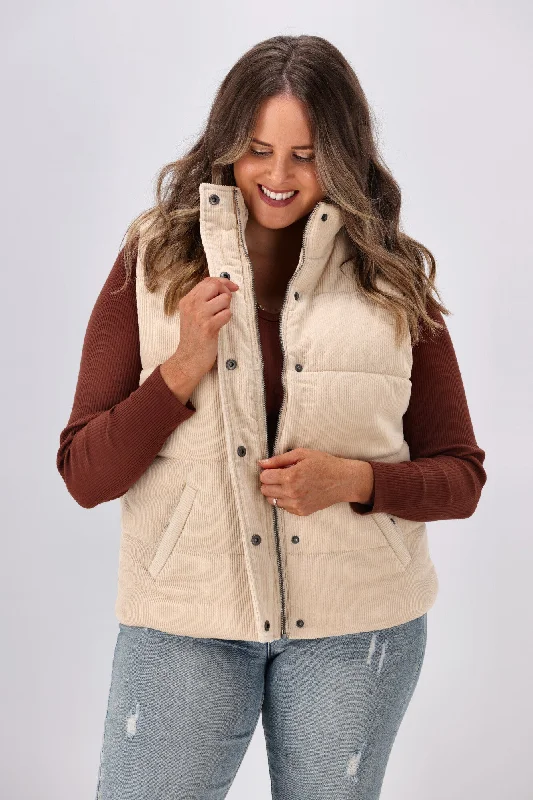 All About Eve Cali Cord Vest Vintage White