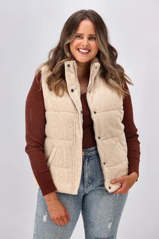 All About Eve Cali Cord Vest Vintage White