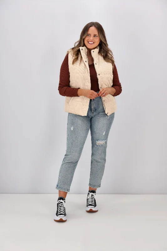 All About Eve Cali Cord Vest Vintage White