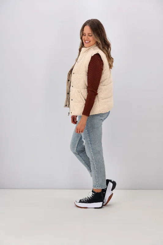 All About Eve Cali Cord Vest Vintage White