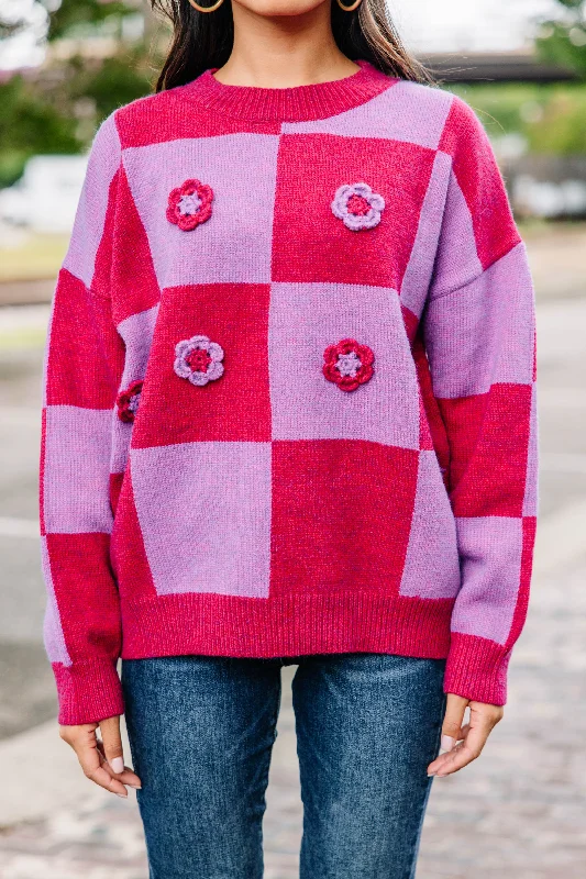 All For You Raspberry Purple Floral Sweater