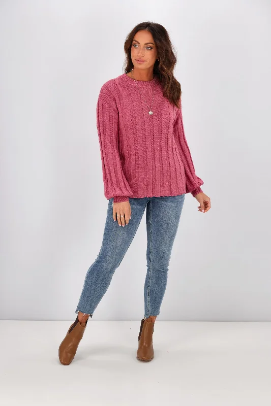 Alpine by Shine On Tabitha Wide Rib Merino Jumper Rose