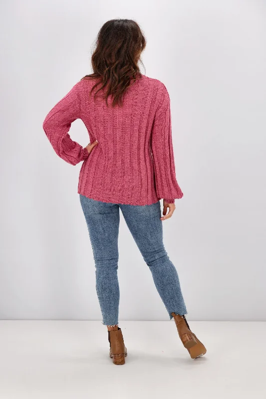 Alpine by Shine On Tabitha Wide Rib Merino Jumper Rose