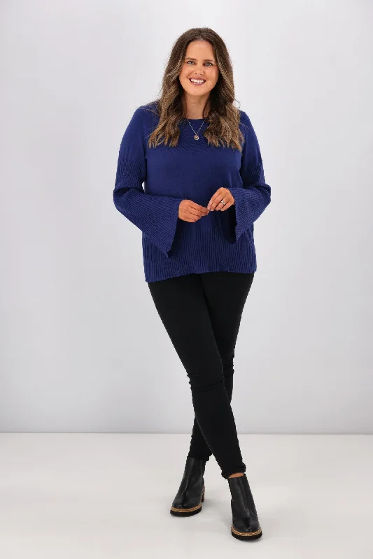 Alpine by Shine On Talia Wide Sleeve Merino Jumper Blue