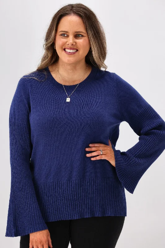 Alpine by Shine On Talia Wide Sleeve Merino Jumper Blue