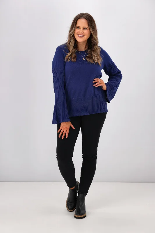 Alpine by Shine On Talia Wide Sleeve Merino Jumper Blue