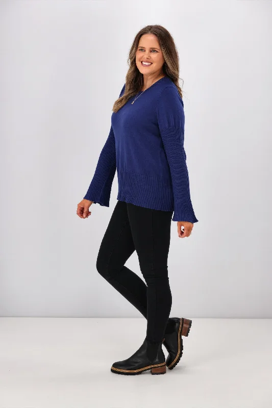 Alpine by Shine On Talia Wide Sleeve Merino Jumper Blue