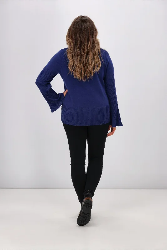 Alpine by Shine On Talia Wide Sleeve Merino Jumper Blue