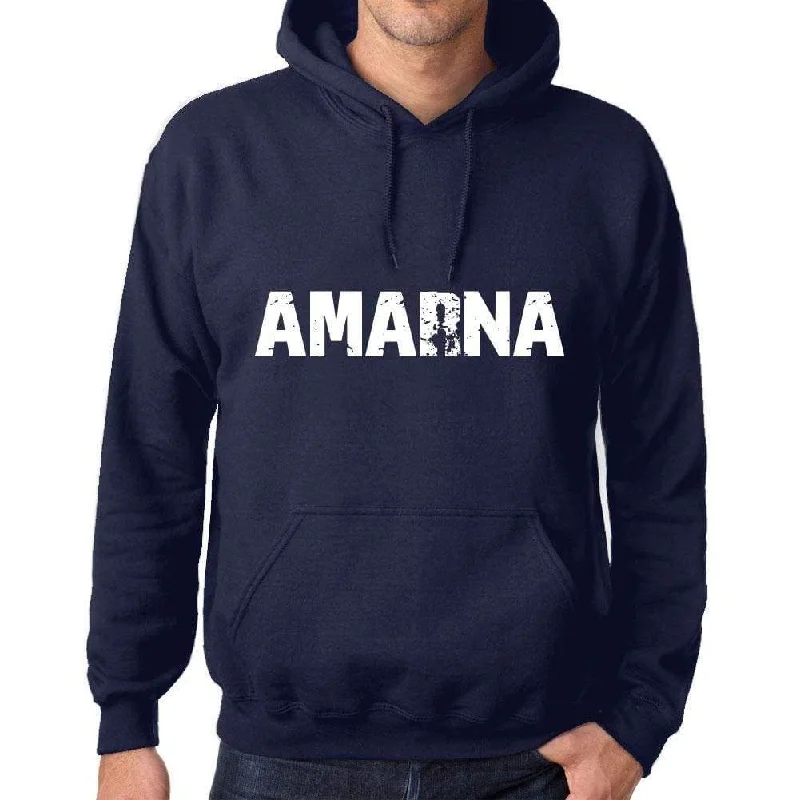 Unisex Printed Graphic Cotton Hoodie Popular Words AMARNA French Navy