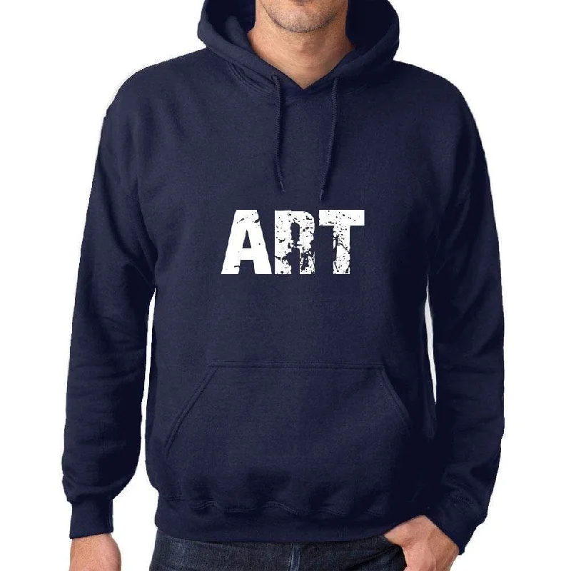 Unisex Printed Graphic Cotton Hoodie Popular Words ART French Navy