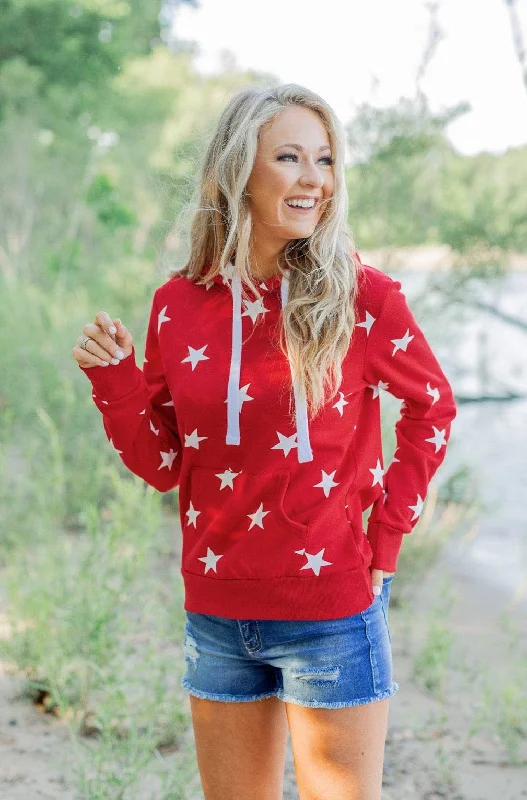 Be A Star Drawstring Hoodie- Red