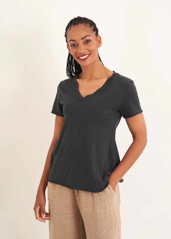 BENNY SHORT SLEEVE JERSEY TOP - CHARCOAL