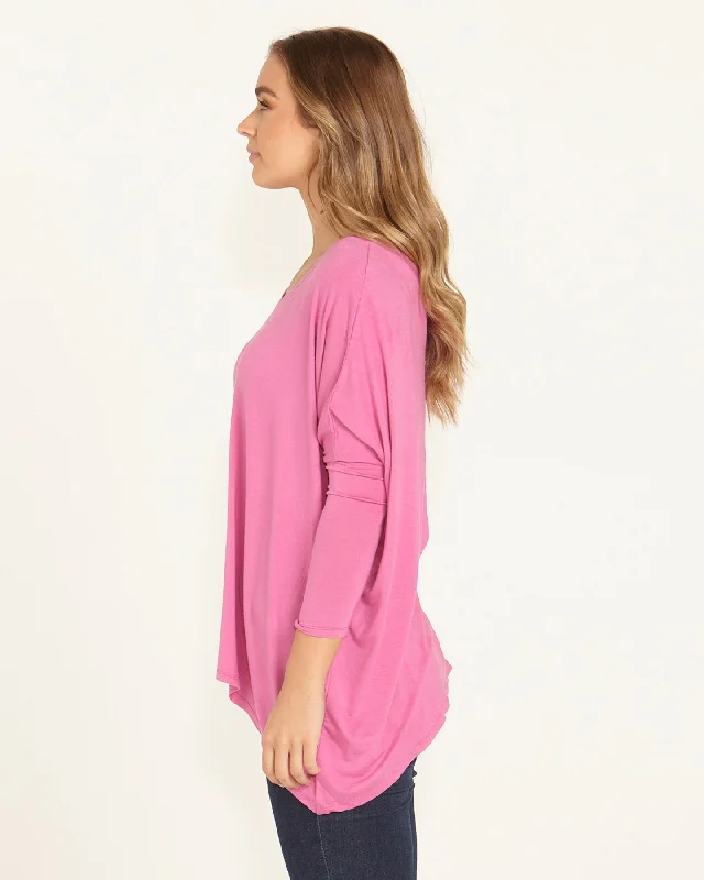 Betty Basics Kyoto V-Neck Tee Winter Pink