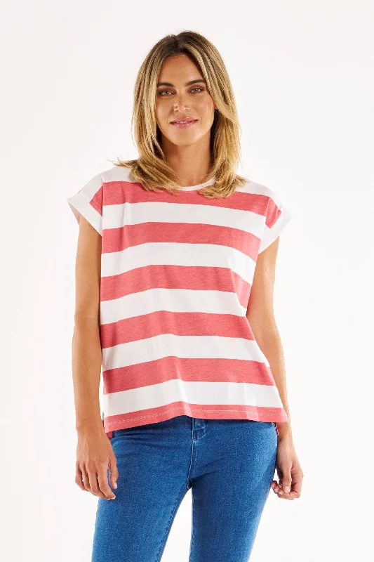 Betty Basics Michael Top Dusty Rose Stripe