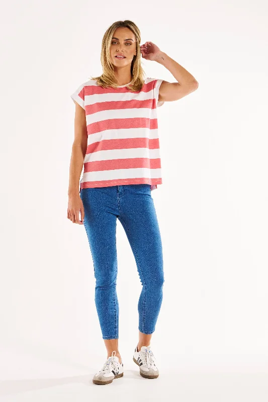 Betty Basics Michael Top Dusty Rose Stripe