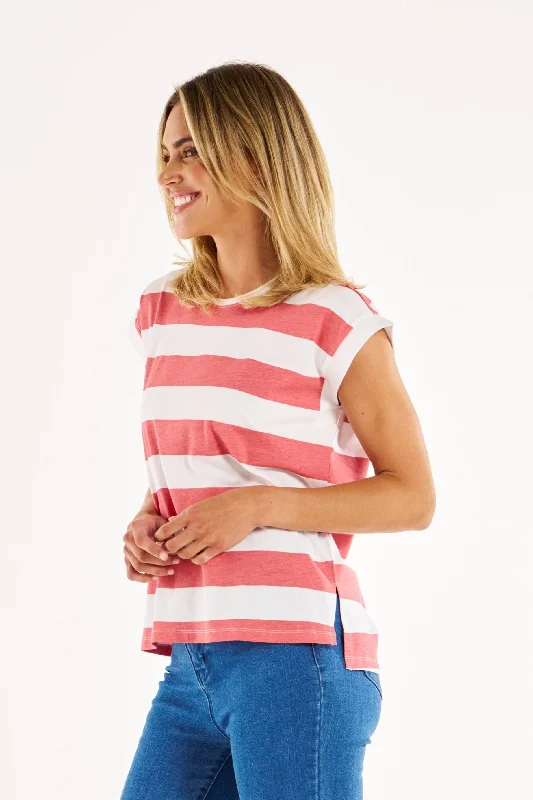 Betty Basics Michael Top Dusty Rose Stripe