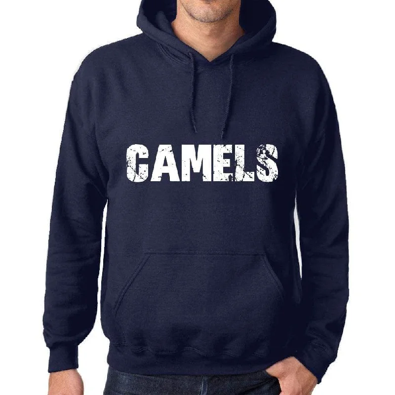 Unisex Printed Graphic Cotton Hoodie Popular Words CAMELS French Navy