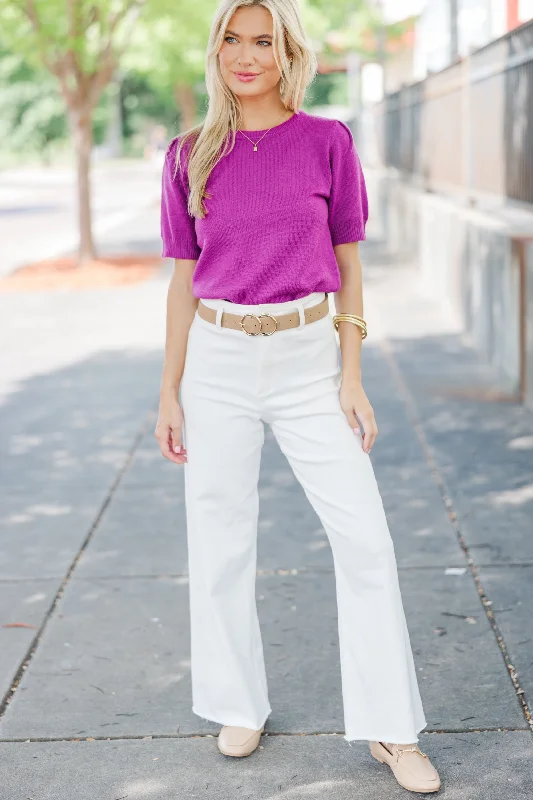 Crowd Pleaser Orchid Purple Short Sleeve Sweater