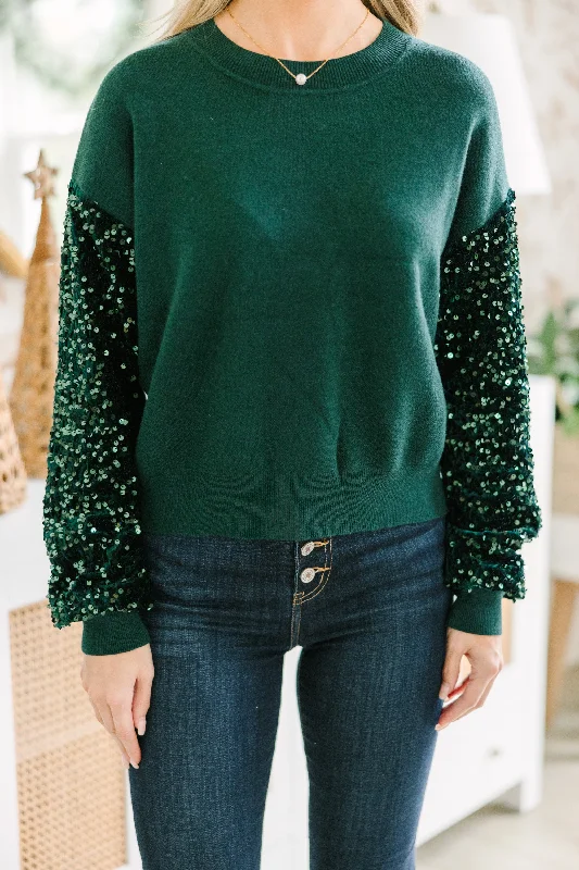 Don't Think Twice Emerald Green Sequin Sweater