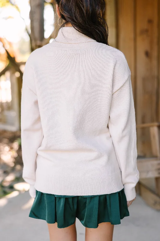 Feeling Your Best Natural White Turtleneck Sweater