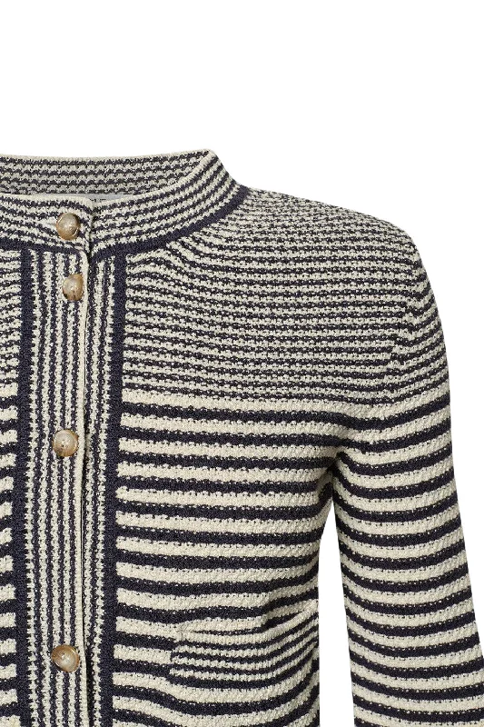 Frame Denim Compact Stripe Cardigan in Navy Multi