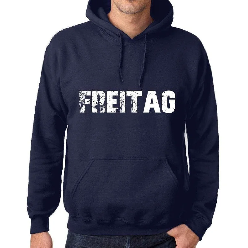 Unisex Printed Graphic Cotton Hoodie Popular Words FREITAG French Navy