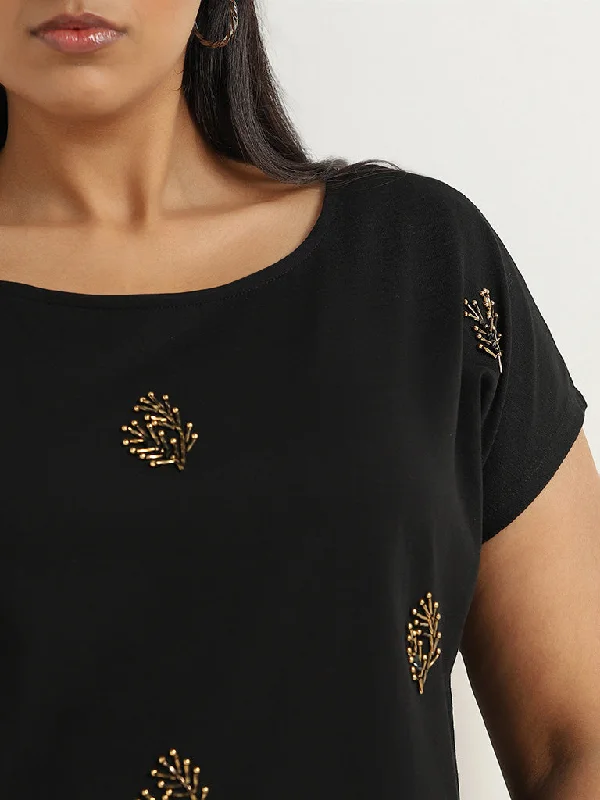 Gia Black Embroidered Top