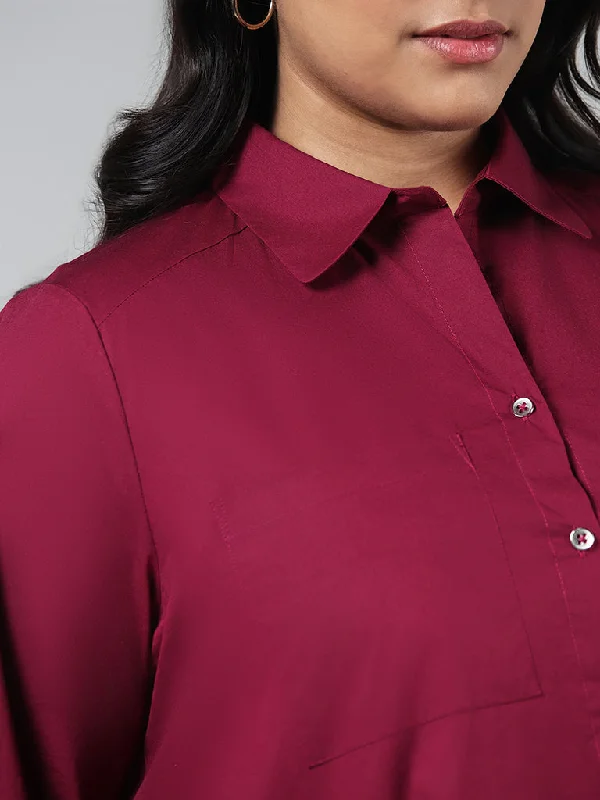 Gia Solid Plum Cotton Shirt