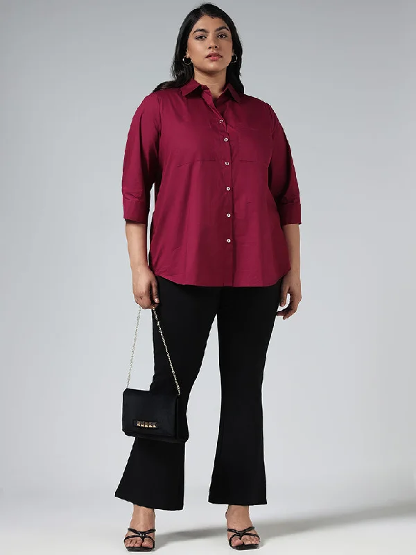 Gia Solid Plum Cotton Shirt