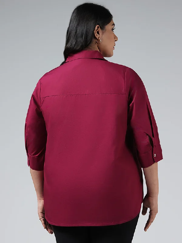 Gia Solid Plum Cotton Shirt