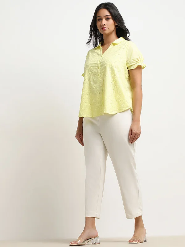 Gia Yellow Floral Embroidered Cotton Blouse