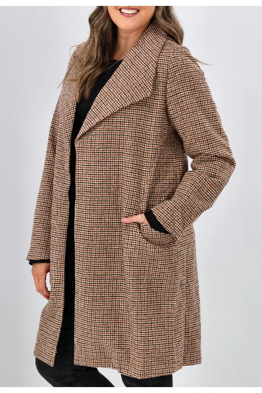 Gloss by Shine On Bradford Checked Shawl Collar Coat