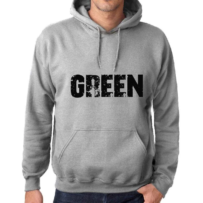 Unisex Printed Graphic Cotton Hoodie Popular Words GREEN Grey Marl