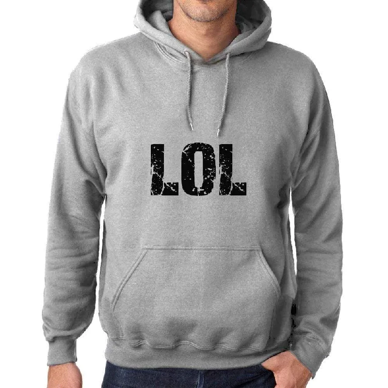 Unisex Printed Graphic Cotton Hoodie Popular Words LOL Grey Marl