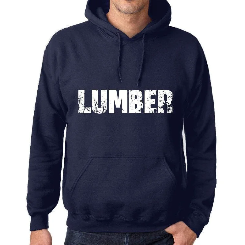 Unisex Printed Graphic Cotton Hoodie Popular Words LUMBER French Navy