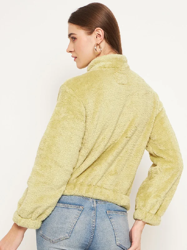 Madame Fleece Mock Neck Apple Green Sweatshirt