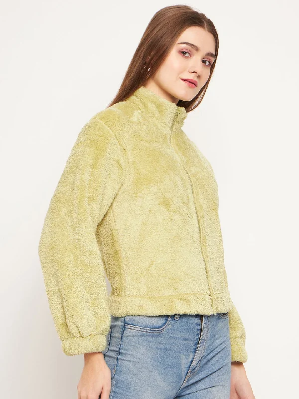 Madame Fleece Mock Neck Apple Green Sweatshirt