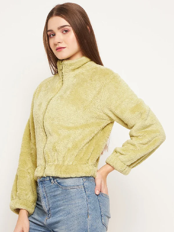 Madame Fleece Mock Neck Apple Green Sweatshirt