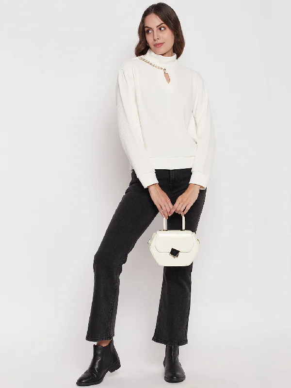 Madame Off-White Keyhole Neck Sweater